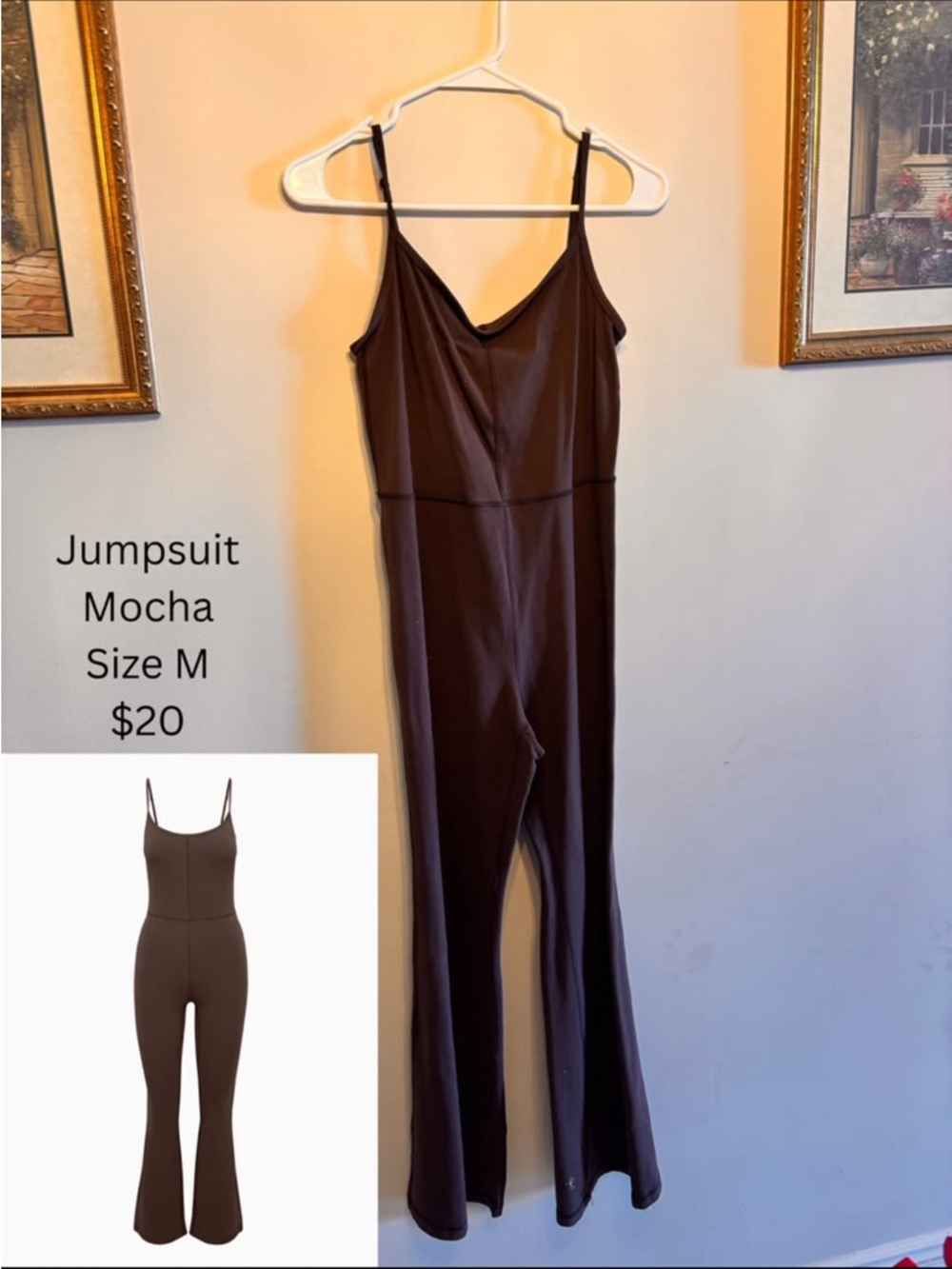 Aritzia Mocha Brown Spaghetti-Strap Jumpsuit